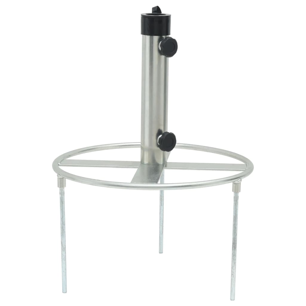 vidaXL Parasol Base with Ground Spikes for Ø1.5"/1.9" Silver Steel-0